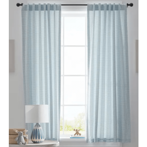 Company Kids™ Ditsy Gingham Organic Cotton Percale Window Curtain - Blue