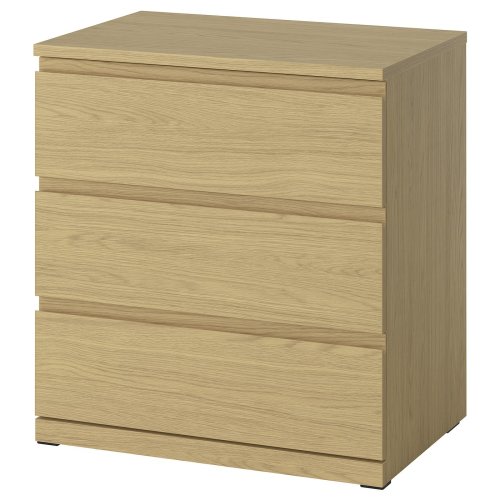STORKLINTA 3-drawer dresser - oak effect/anchor/unlock function 27 1/2x18 7/8x29 1/2 "