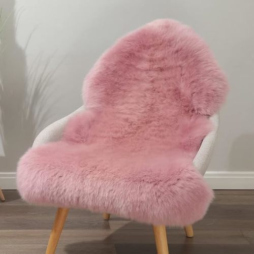 COLOR: Light Pink, SIZE: 2X3 | LLB Genuine Sheepskin Area Rug