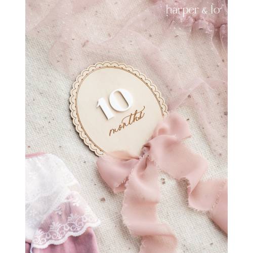 Wooden Lace Ribbon Bow Interchangeable Milestone Card