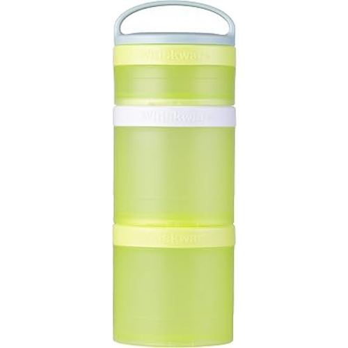 Whiskware Stackable Snack Containers for Kids and Toddlers, 3 Stackable Snack Cups for School and Travel, Neon Yellow