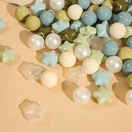 TRENDPLAY Star Ball Pit Balls 50 100 200 500 for Toddlers - Ball Pit Ball Shapes for Boys Girls Fun, Birthday Party, Christmas Decoration