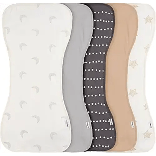 Gerber Baby Unisex Burp Cloths 5-Pack, Tan Grey, Size 10.5" x 21"