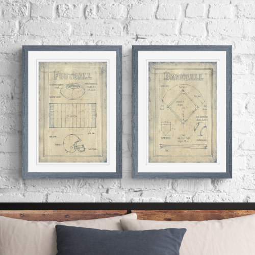 Steelside™ 'All about the Game I' - 2 Piece Picture Frame Painting Print Set & Reviews | Wayfair