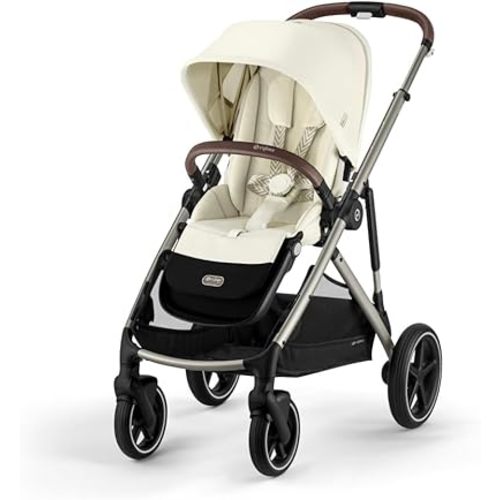 Cybex Gazelle S All-in-One Toddler and Baby Stroller with Over 20 Modular Configurations, Ergonomic Near-Flat Recline, Shopper Basket, and Compact Fold, Seashell Beige