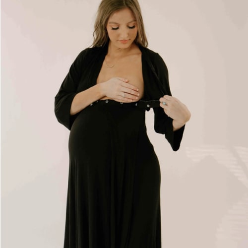 Lila Labor & Postpartum Gown in Black