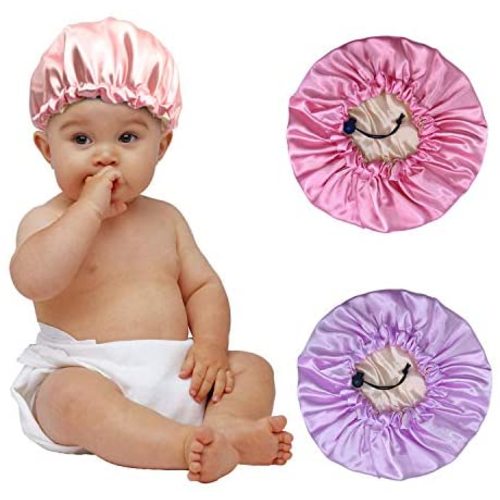 3 Pieces Kids Satin Bonnet Night Sleep Caps, Adjustable Sleeping Hat Soft Silk Flower Night Hats for Natural Hair Teens Toddler Child Baby Reversible Double