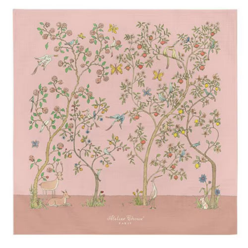Atelier Choux Paris Baby Organic Cotton In Bloom Swaddle Blanket with Gift Box - Pink