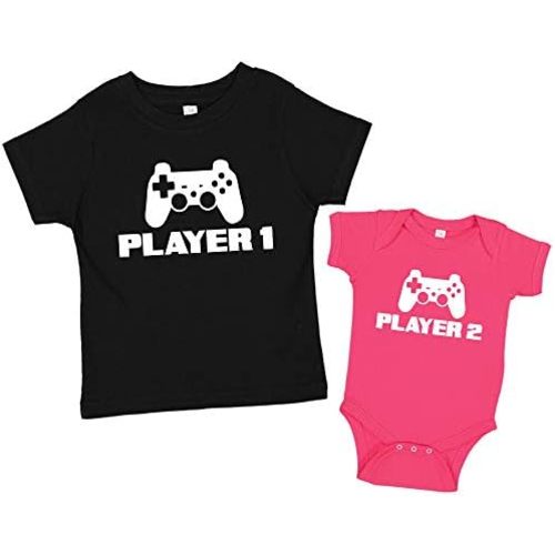 Player 1 and Player 2 Matching Sibling Shirts for Brothers and Sisters
