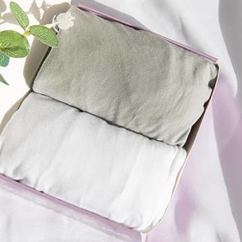 Bassinet Sheets Fit for AMKE 3 in 1 Bassinet(35" X 20"), AirClub, Newton and Bellababy Bassinet Bedside Sleeper, 100% Cotton, 2 Pack, Ultra Soft Bassinet Sheet, White and Gray