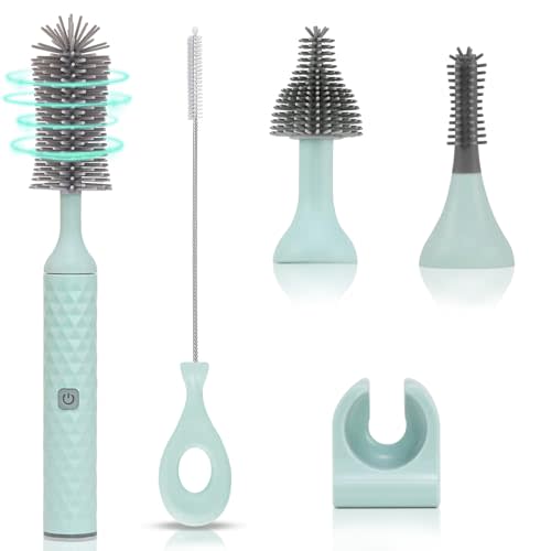 biqin Electric Cleaning Brush Set 4 Piece Multi-Purpose Cleaner Brushes,360° high-Speed Rotation Cleaning,1500mAh,Waterproof IPX65,Perfect Household Cleaning Brushes(Blue)