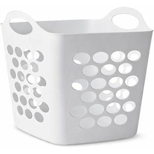 Flexible Square Laundry Hamper, Plastic Clothes Storage Basket with Handles, Breathable Design for Bedroom, Bathroom, Dorm or Laundry Room
