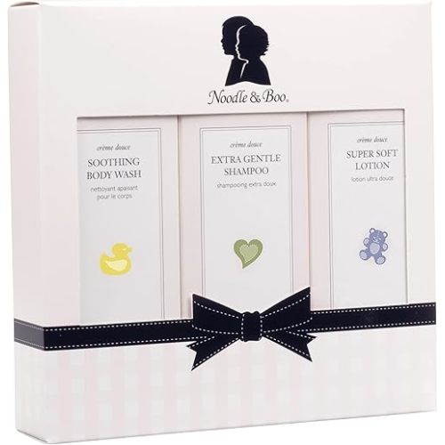 Noodle & Boo Starter Set, Newborn Baby Gift; Super Soft Baby Lotion and Newborn 2-in-1 Hair & Body Wash, 8 Oz of each, Navy/Pink