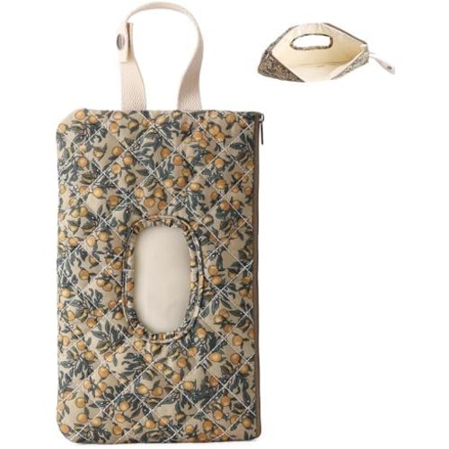 Portable Mommy Bag for Stroller, Refillable Floral Baby Wipe Holder Quilted Wipe Pouch with Lanyard for Casual Travel
