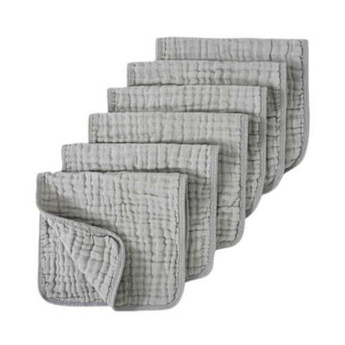 Tao 6 Pcs Burp Cloths Pure Cotton Baby Neutral Large Soft Absorbent Multicolor Washcloths Diapers For Newborn Girl BoyGrayFree Size