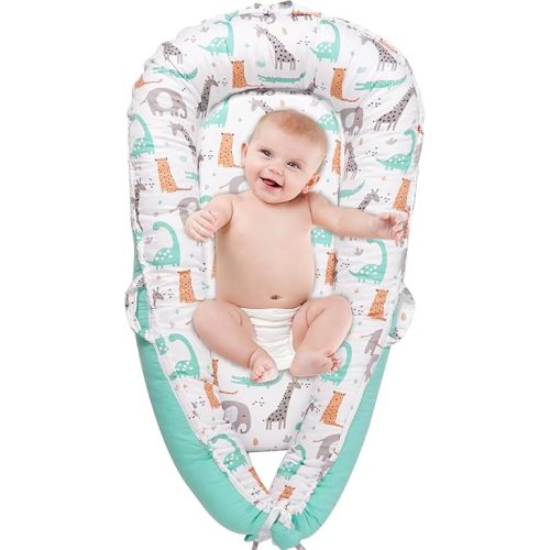 Viviland Baby Lounger, Bionic Design Baby Nest Baby Lounger for Newborn 0-24 Months, Soft Cotton Breathable Lounger Pillow for Infants, Dinosaur Newborn Lounger