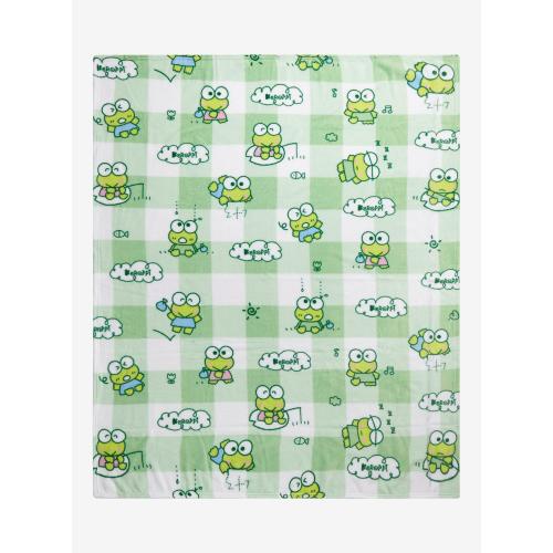 Keroppi Green Gingham Throw Blanket
