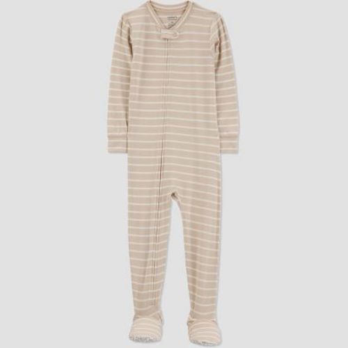 Carter's Just One You®️ Toddler Boys' Striped Comfy Soft Snug Fit Footed Pajama - Brown 12M