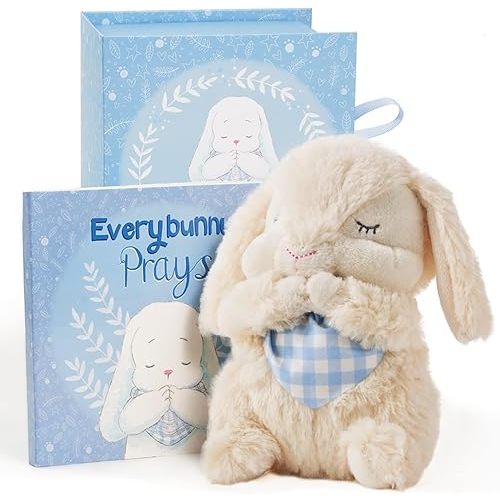 Tickle & Main Everybunny Prays - The Praying Musical Toy - Baptism & Christening Gifts for Boys, Babies & Toddlers on Easter & Christening (Blue, 7 in) - Baptism Gifts for Girl - Bunny Stuffed Animal