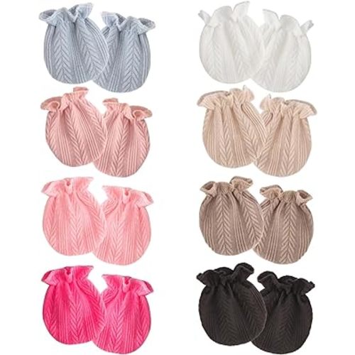 8 Pairs Baby Mittens Newborn No Scratch Cotton Gloves Baby Hand Mittens for Newborn Baby Boy Girl Infant 0-6 Months