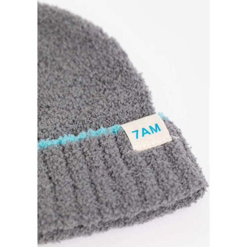 Piped Beanies, Gris & Bright Cyan - 7AM Enfant | Maisonette