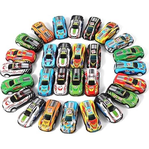 28 Pack Pull Back Cars for Kids, Mini Vehicles Toy Bulk Party Favor Race Cars Toys, Goodie Bag Stuffers, Pinata Fillers for Boys Girls Toddlers