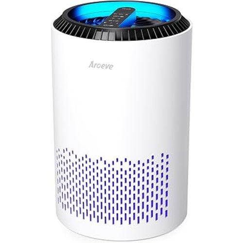 AROEVE Air Purifiers for Bedroom Home, Air Purifier For Smoke Pollen Dander Hair Smell Air Cleaner with Sleep Mode Speed Control For Bedroom Office, MK01- White(Available for California)