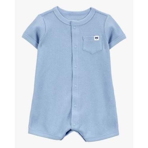 Baby Waffle Knit Short-Sleeve Romper - Blue - Carter's | Carter's