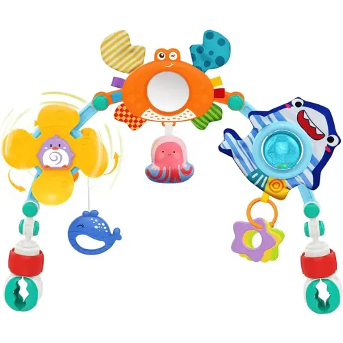 FBesteam Baby Stroller Arch Toy - Car Seat Toys for 0-6 6-12 18 24 Months Babies Newborns Infants Crib Bouncer Bassinet Carseat Toy 1 2 3 4 5 6 7 8 9 10 11 12 Old Adjustable Travel Toys Birthday Gift