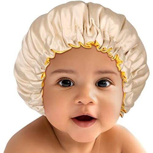 Baby Bonnet for 6-36 Months Sleeping: Reversible Smooth Satin for No Mess Toddler's Curly Hair, Adjustable Band No Slip