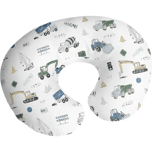 Sweet Jojo Designs Construction Truck Boy Nursing Pillow Cover Baby Breastfeeding Slipcover Infant Newborn Nursery Bottle Breast Feeding Pillowcase(Pillow NOT Included)- Grey Blue Green Transportation