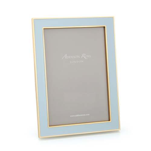 Gold Trim Powder Blue Enamel Picture Frame