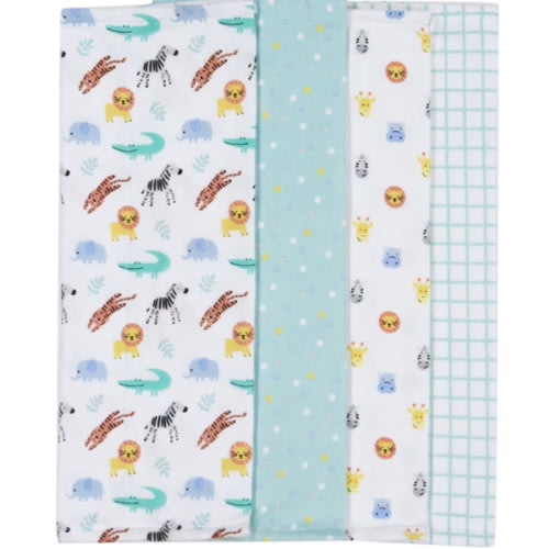 4 Pack Organic Cotton Burping Cloths
