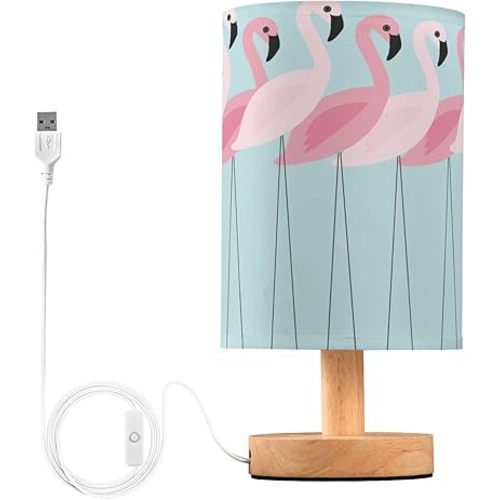 Animal Flamingo LED Table Lamp with USB Port Night Light Bedroom Lamps for Nightstand Living Room Dorm Home Office Desk