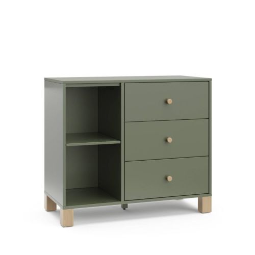 Storkcraft California 3 Drawer Combo Dresser - Olive/driftwood