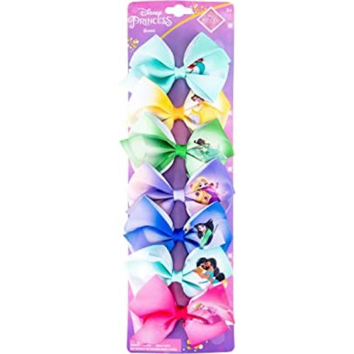 Disney Princess - Girls Hair Accessories Gift Set - Kids Hair Bows - 7 Pcs 4 Inch Bundle - Different Princess on Each Clip - Alligator Clip Ages 3+