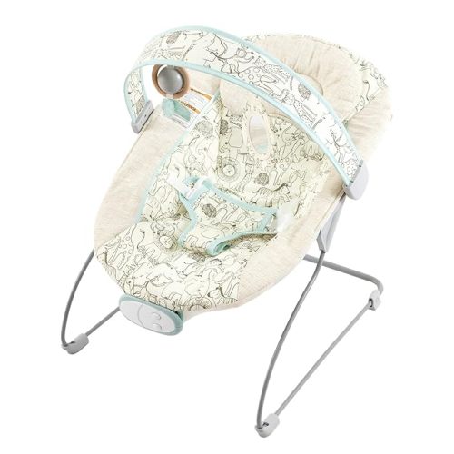 Baby Bouncer, Infants Bouncy Seat with Music and Vibrations,Portable Baby Rocker with Hanging Grasping Planet & Mirror for Newborns Indoor Outdoor Use 0-6 Months Up to 20 lbs