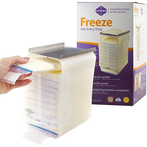 Fairhaven Health Milkies Freeze Organizer for Breast Milk Storage Bags, Container Storing System for Freezing Breastmilk to Feed Baby, Reusable Breastfeeding Accessories, Use with Standard Milk Bags