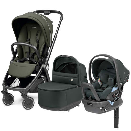 Peg Perego City Loop Stroller + Bassinet +  Primo Viaggio Lounge Travel System Bundle - Black / Metal / Metal