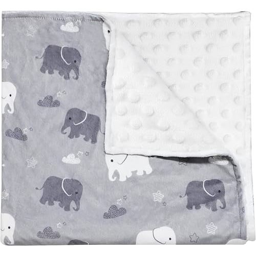 TANOFAR Minky Baby Blanket Super Soft Micro Fleece Blanket Boys Receiving Blanket with Dotted Backing Toddler Blanket, Grey Elephant, 30 x 40 Inch