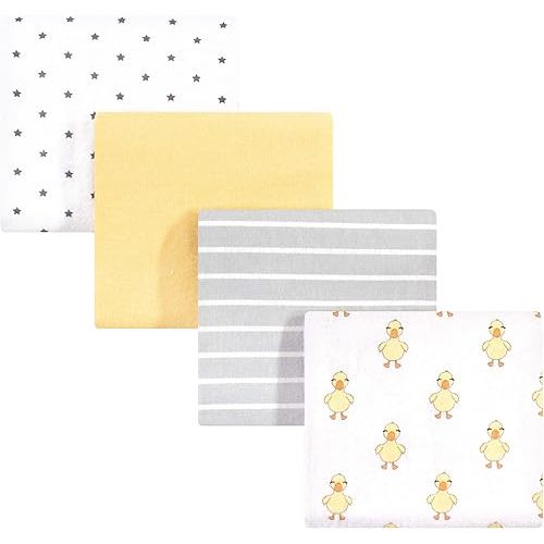 Hudson Baby Unisex Baby Cotton Flannel Receiving Blankets, Duck, One Size