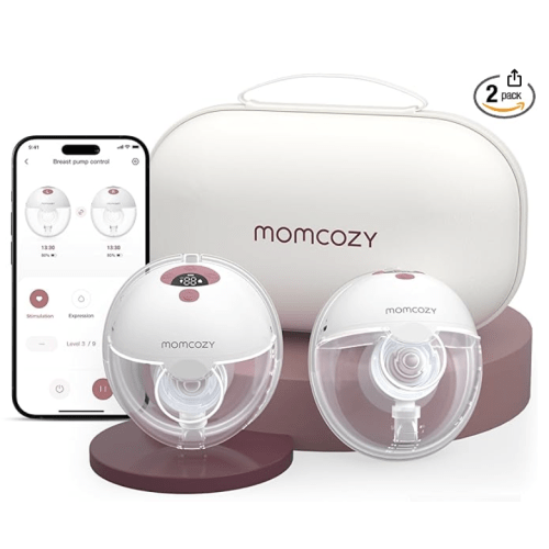 Momcozy M5 Smart APP Controlled Wearable Breast Pump, Hands-Free Wireless Electric Pump, 3 Modes 9 Suction Levels, BPA-Free, Portable Lightweight, 24mm Flange, 2-Pack Cozy Red