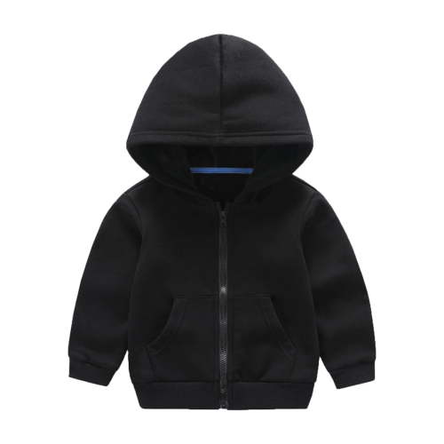 Caqnni Sweatshirt Color Solid Zip Jackets Long Hoodie Top Sleeve Up Girls Kids Boys Coat&jacket (12-18 Months,Black)