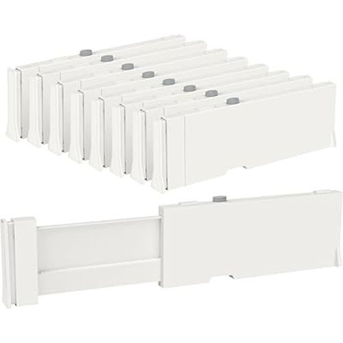Vtopmart Drawer Dividers for Clothes 8 Pack, Adjustable 4" High Expandable from 11.6"-17" Dresser Drawer Organizer, Plastic Drawers Separators for Dresser, Baby Clothes, Kitchen and Office Storage