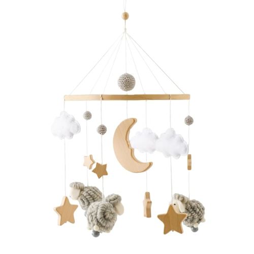 Baby Mobile for Crib, Montessori Baby Crib Mobile for Boys Girls for Bassinet, Nursery Decor for Infant Bedroom Hanging, Baby Mobile Soothe Toys -Gender Neutral Baby Gift (Gray)