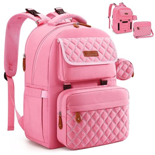 Maelstrom Large Diaper Bag,29L-45L Expandable Diaper Bag Backpack for 2 Kids/Twins Baby Stuff, with Removable Cross Body Bottle Bag for Mom/Dad, Stylish Baby Bag Gift for Boys/Girl-Pink