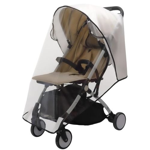 Baby Stroller Rain Cover, bemece Universal Stroller Accessory - Waterproof Windproof Travel Weather Shield Thick & Durable Protect from Dust and Snow with Breathable Ventilation Mesh Clear Visibility - Black--M