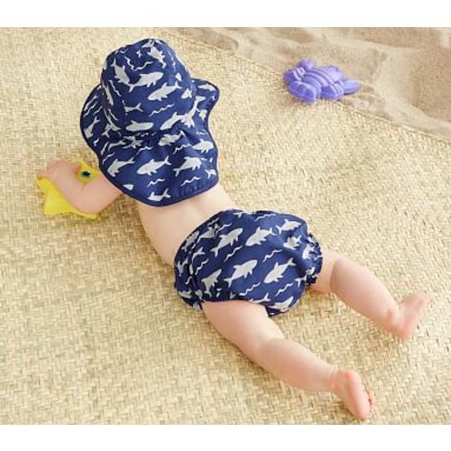 Nylon Shark Diaper Cover, 6-12 Months, Navy
