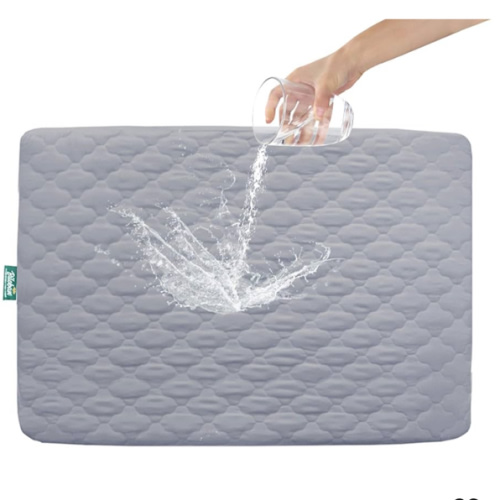 Pack and Play Sheets Mattress Pad Protector Fitted Waterproof Playard Mattress Cover, Compatible with Graco Pack n Play & Dream On Me & Pamo Babe, Playpen/Playard Sheet Quilted, Gray, 39" x 27"