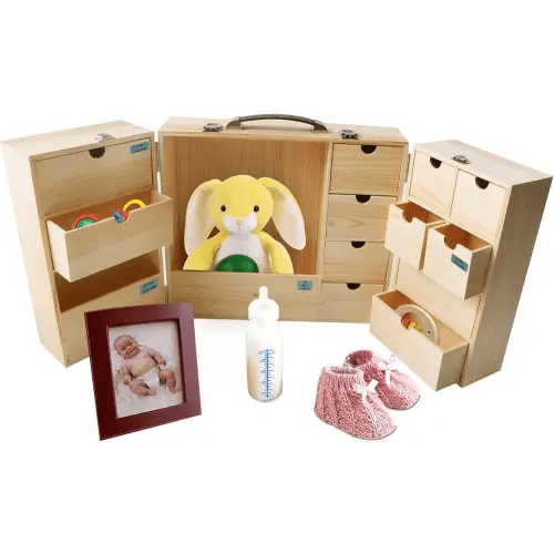 Vencer DIY Baby Keepsake Box with Handwritten Label - Wood Newborn Memory Organizer for Baby Shower,Baby Hair, Baby Teeth,Pregnancy, Mother's Day,New Baby,and Maternity,VBK-005